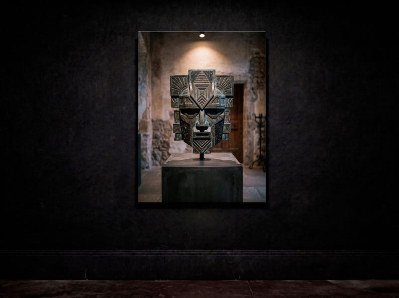 Ceremonial Mask Wall Art | Ancient Ritual Sculpture Museum Print, Collectible Decor bild 5
