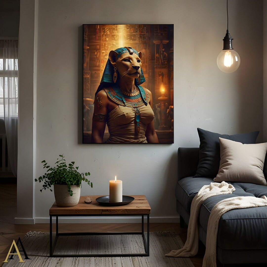 Sekhmet Canvas Print: Egyptian Lioness Goddess Wall Art. Ancient Egypt ...