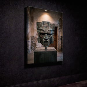 Ceremonial Mask Wall Art | Ancient Ritual Sculpture Museum Print, Collectible Decor bild 6