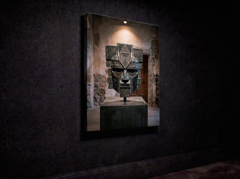 Ceremonial Mask Wall Art | Ancient Ritual Sculpture Museum Print, Collectible Decor bild 6