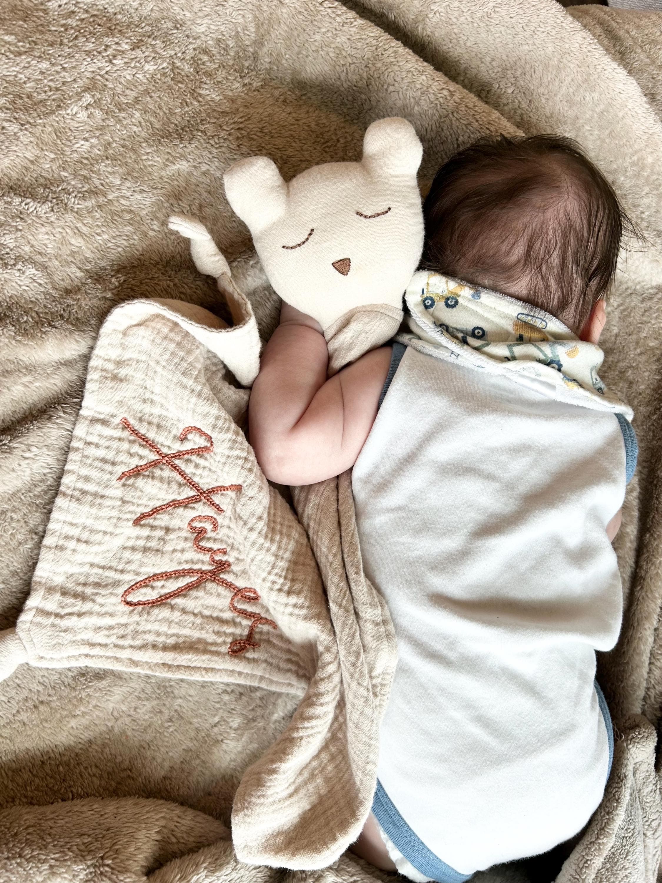 Hand Embroidered Muslin Baby Lovey Keepsake
