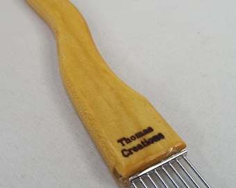 Travel Weaving beater, Yellowheart, mini travel weaving beater, tapestry beater, tapestry, weaving, Threadsthrutime, Thomas-Creations