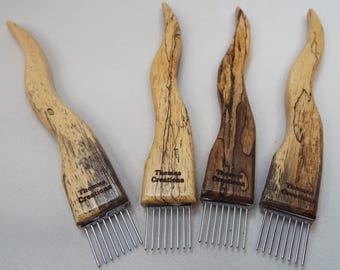 Travel Weaving beater, Spalted Tamarind, weaving beater, tapestry beater, tapestry, weaving, tape loom, Threadsthrutime, Thomas-creations