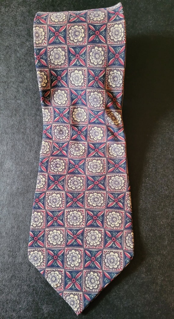 Bill Blass Mens 100% Silk Neck Tie Floral Geometri