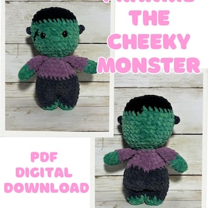 Frankie the Cheeky Monster - Halloween Crochet Pattern - PDF DIGITAL DOWNLOAD