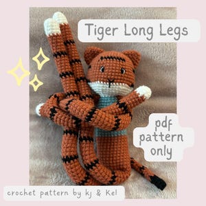 Tiger Long Legs Crochet Pattern: Beginner Friendly Plushie (Digital Download)