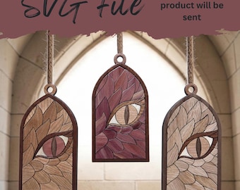 Wood Grain Peeping Dragon Eye Layered Ornament - SVG Laser File