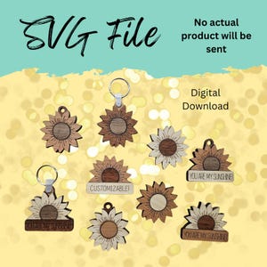 Layered Sunflower Keychains/Magnet - SVG Laser File