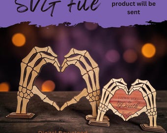 Wood Grain Skeleton Heart Hands - SVG Laser File