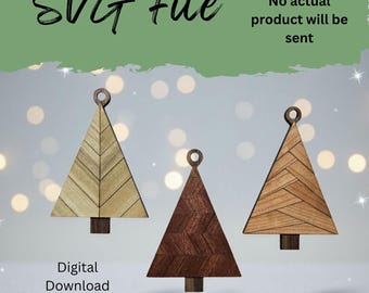 Wood Grain Trees Layered Ornaments - SVG Laser File