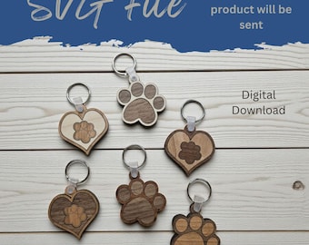 Layered Paw Print Keychain/Magnet - SVG Laser File