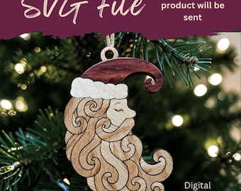 Wood Grain Curly Santa Ornament - SVG Laser File