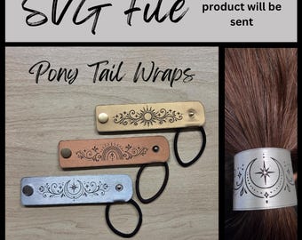 Leatherette Pony Tail Wraps - Celestial Boho - 3 Designs - 2 Sizes - SVG Laser File