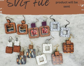 Modern Boho Dangle Square Earrings -  SVG laser file