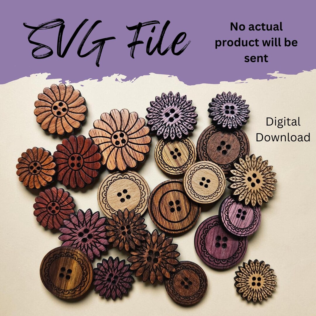 Wood Button Designs - 1, 1.25, 1.5 Inches - SVG Laser File - Etsy