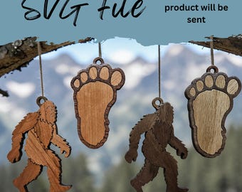 Adornos superpuestos de Bigfoot/Sasquatch/Yeti con vetas de madera - Archivo láser SVG