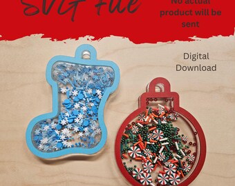 Shaker Ornaments Ornament and Stocking 3 sizes - SVG Laser File
