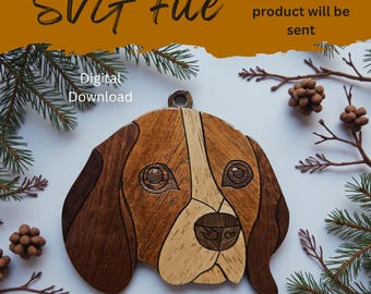 Adorno de Beagle en capas con vetas de madera - Archivo láser SVG