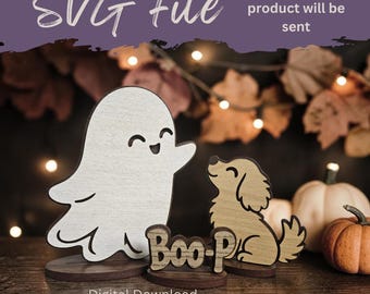 Ghost Boop Shelf Art Set - 3 dog/2 cat options - SVG Laser File
