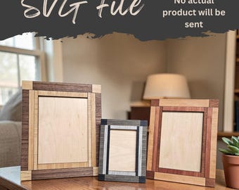 Marco de fotos con vetas de madera estilo artesanal - Archivo SVG para láser