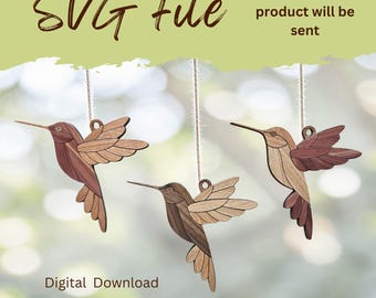 Adorno de colibrí con vetas de madera en capas - Archivo láser SVG
