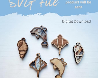 Layered Ocean Keychains/Magnet - SVG Laser File