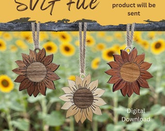 Wood Grain Sunflower Layered Ornaments - SVG Laser File