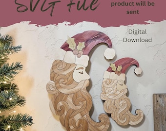 Wood Grain Moon Santa Wall and Shelf  Art - SVG Laser File