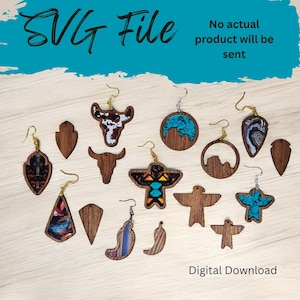Boucles d'oreilles incrustées de formes du sud-ouest - Fichier laser SVG