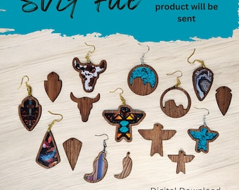 Southwest Shapes Inlaid Earrings -  SVG laser file