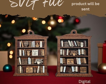 Bookshelf Shaker Ornament- SVG Laser File