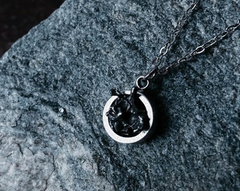 Unique Round Simple Small Pendant with Authentic Meteorite - Genuine Stardust, Celestial Jewelry, Handcrafted Cosmic Necklace