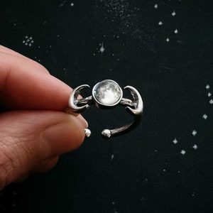My Moon Personalized Ring with 2 Crescent Moons and Lunar Phase from Provided Date - Adjustable - Mothers Day, Anniversary, Birthday Gift