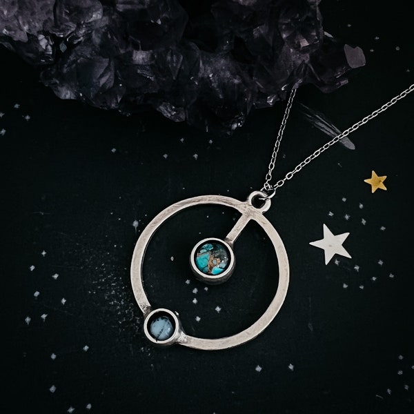 Artemis Necklace - Lunar Orbit Pendant with Natural Stones - We Are Going - Mission to the Moon, First Woman, First Black Person On the Moon