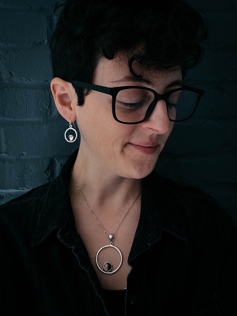 My Moon Circle Dangle Earrings Silver Tone Customized Lunar Phase Chandelier Personalized Celestial Jewelry How the Moon Looked