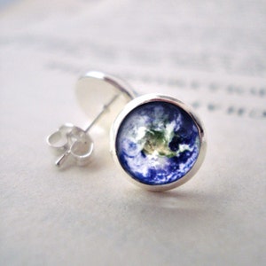 Space Silver Stud Earrings - Design Your Own - Choose from Galaxies, Planets, Sun, Moon, Nebula - Milky Way Solar System Simple Post Earring