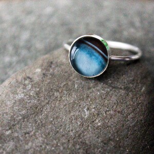 Uranus Sterling Silver Stacking Ring - Galaxy Space Jewelry Custom Sized - Petite Solar System Planet Jewellery - Aquarius Ruling Planet