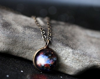Orion Dark Nebula Pendant - Galaxy Space Necklace - Antique Silver or Bronze - Cosmos Jewellery, Outer Space Universe Jewelry