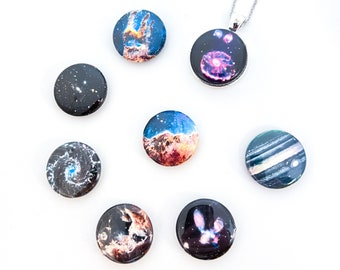 Interchangeable Pendant Necklace with JWST James Webb Space Telescope First Images of Galaxies, Outer Space - Interactive Jewelry