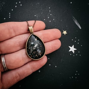 JWST Deep Field Outer Space Drops in Cosmic Ocean Teardrop Pendant Necklace James Webb Space Telescope Image Jewelry Silver or Bronze image 8