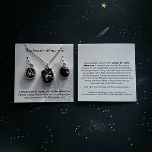 Shooting Star Jewelry - Silver Cosmos Celestial Jewelry, Real Meteor Jewelry, Authentic Campo del Cielo Meteorite, Card that comes with Jewelry