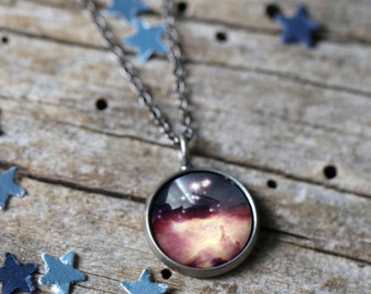 Stars in Scorpius Nebula Pendant - Galaxy Space Necklace - Antique Silver or Bronze - Eye of God Jewellery, Outer Space Universe Jewelry