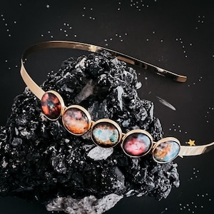 Nebula Rainbow Headband - Unique Colorful Hair Accessory - Silver or Gold Hairband with Nebula - LGBTQIA+ Pride Month, Charitable Donations