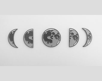 Moon Phases Enamel Pin Set of 5