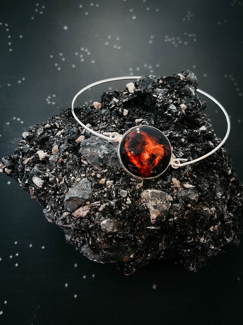 Delicate Cuff Bracelet in Silver Tone with Heart Nebula CLEARANCE