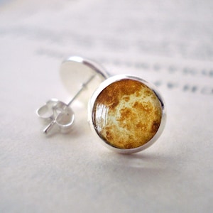 Venus Stud Earrings - Tiny Silver Little Silver Solar System Studs - Astronomy, Universe, Outer Space, Cosmos, Galaxy, Nebula, Planet Orange