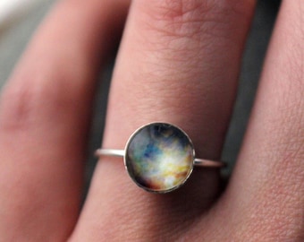 Light Orion Nebula Sterling Silver Stacking Ring - Galaxy Space Jewelry Customized - Cosmos Outer Space Nebulas - Stars, Colorful Jewellery