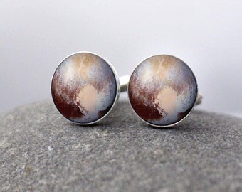 Pluto Cuff Links - Galaxy Accessories - Gifts for Dudes, Dwarf Planet, Space Cufflinks, Science Wedding, Solar System, Fathers Day, Groom