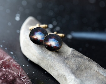 Orion Dark Nebula Cuff Links - Galaxy Accessories - Gifts for Men, Dad, Space Cufflinks, Science Wedding, Fathers Day