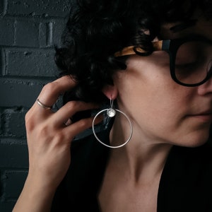 Custom Moon Large Hoop Earrings - Personalized Gift Lunar Phase from Specific Date - How the moon looked on birthday, wedding, anniversary